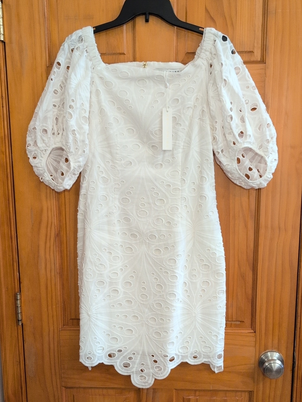 Trina Turk White Eyelet Puff-Sleeve Mini Dress